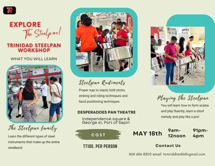 flyer for trinidad steelpan workshop