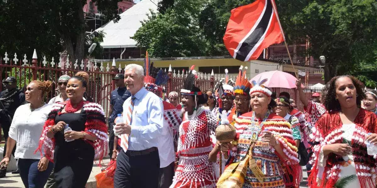 indigenous settlement celebrating in port of spain, trinidad